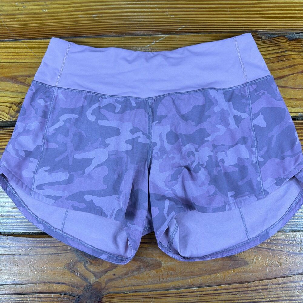 Lululemon Speed Up Short Women's 4 Mid-Rise 4" Lined Mauve Purple Camo LW7AVMT